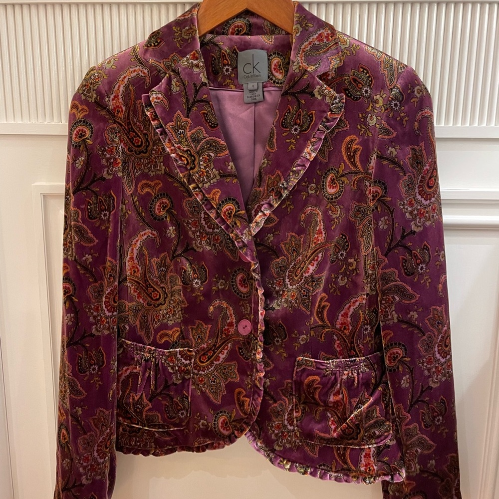 Calvin Klein Velvet Paisley Blazer excellent condition